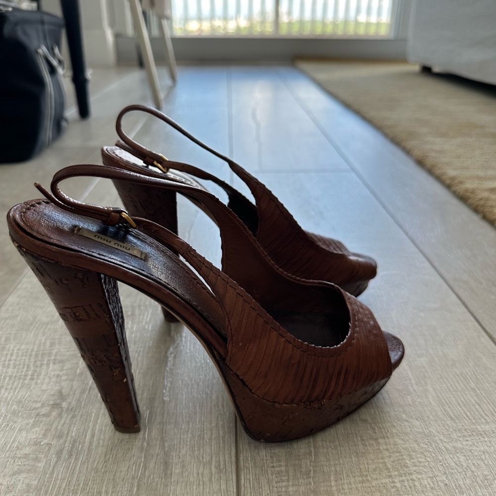 Miu miu brown platform sandals